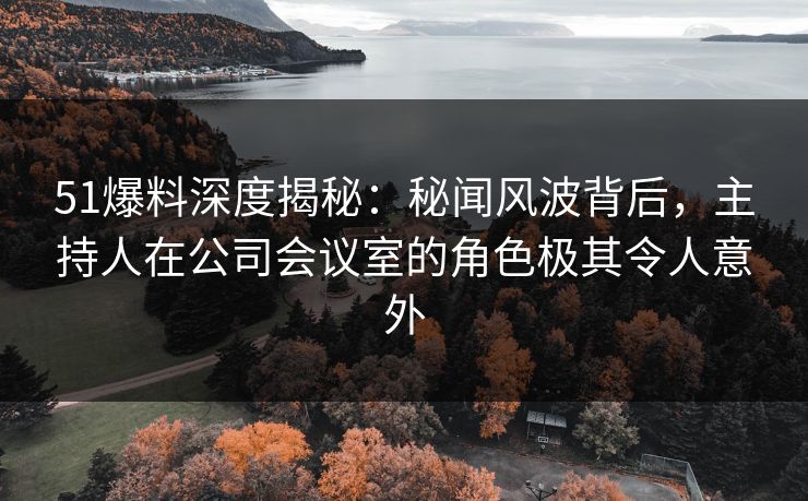 51爆料深度揭秘：秘闻风波背后，主持人在公司会议室的角色极其令人意外