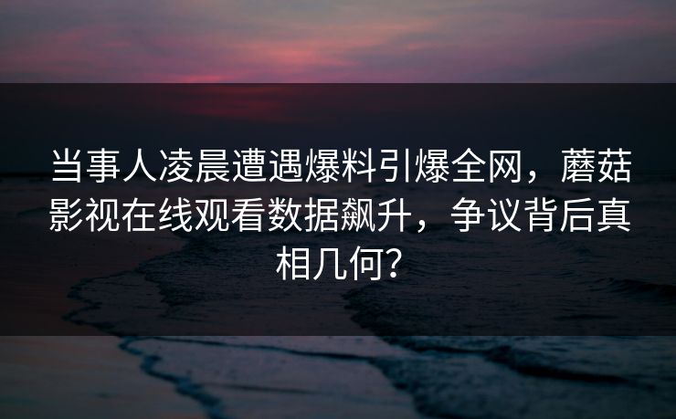 当事人凌晨遭遇爆料引爆全网，蘑菇影视在线观看数据飙升，争议背后真相几何？