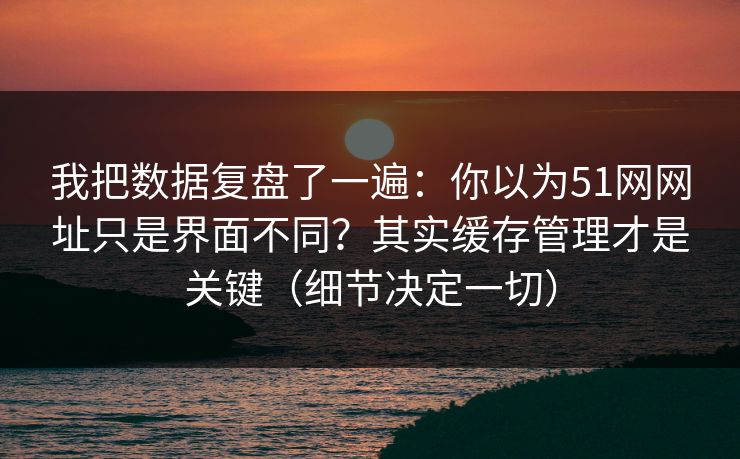 我把数据复盘了一遍：你以为51网网址只是界面不同？其实缓存管理才是关键（细节决定一切）